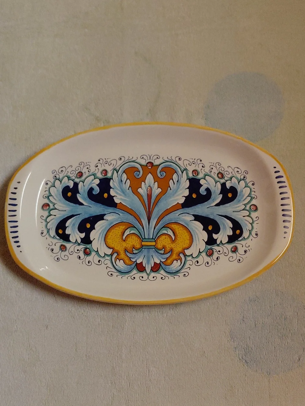 Nova Deruta Hand Painted Porcelain Oval Platter, 11 1/2